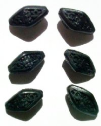 6 19x10mm Black Cinnabar Bicone Beads